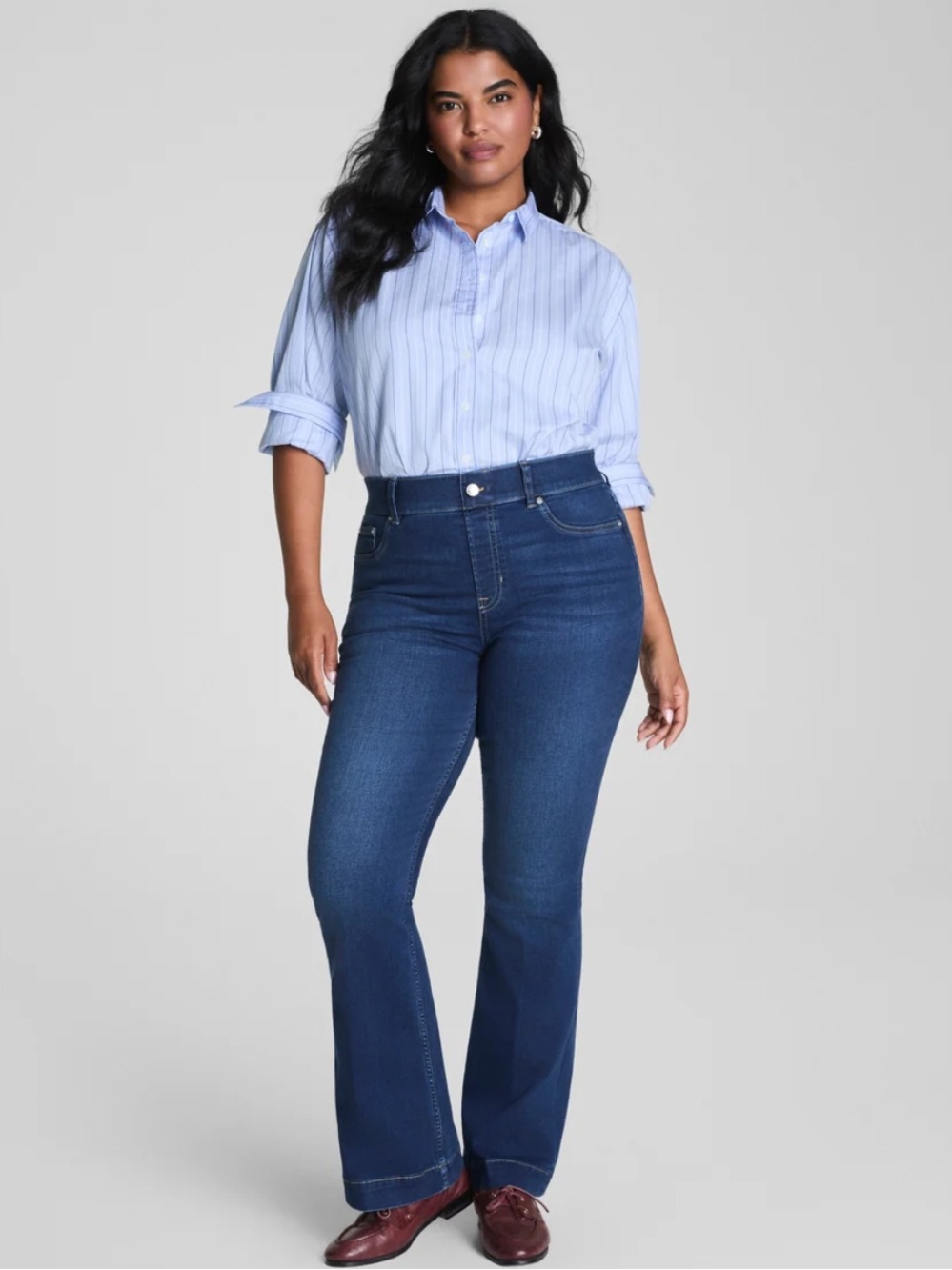SPANXshape® EveryWear Pull-On Flare Jeans in Poseidon Size 1X Petite